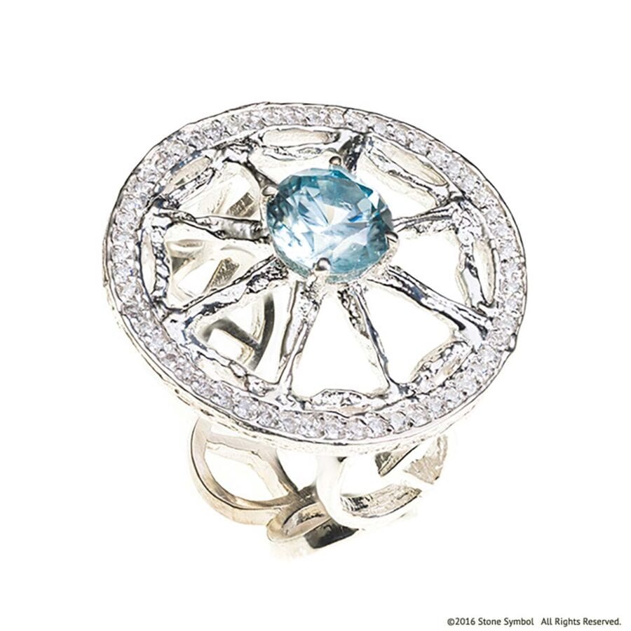 Blue Zircon Unity Ring Stone Symbol Jewelry