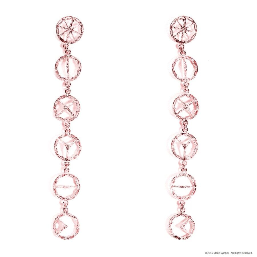 Cascade Unearthed Symbol Hoop Earrings Rose Gold