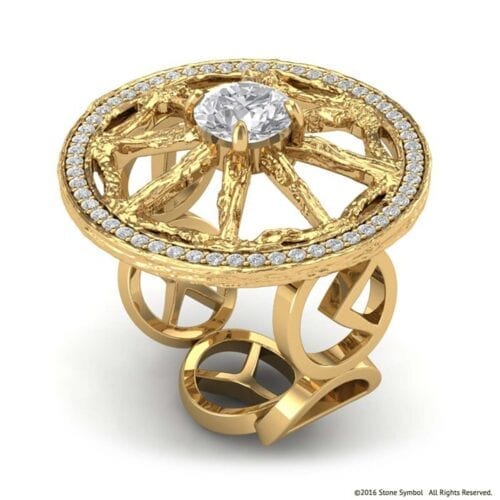 Diamond Unity Ring Yellow Gold Stone Symbol Jewelry
