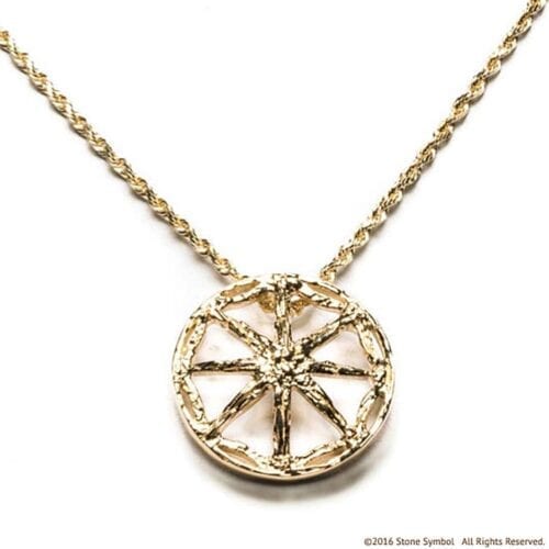 Large Unearthed Symbol Pendant with 30 Inch Chain Yellow Gold