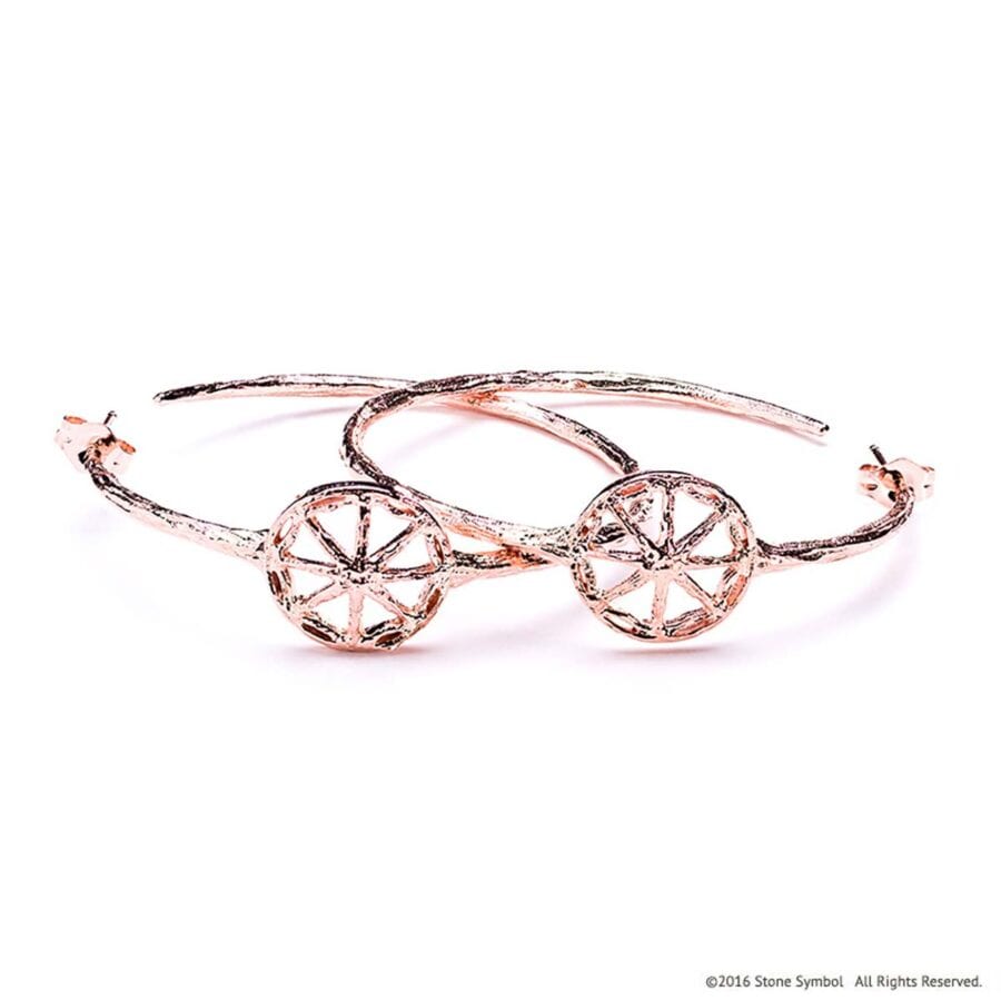 Unearthed Symbol Hoop Earrings Rose Gold