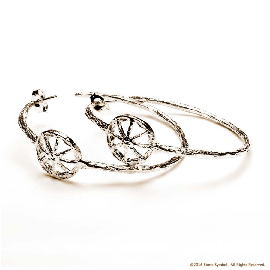 Unearthed Symbol Hoop Earrings White Gold