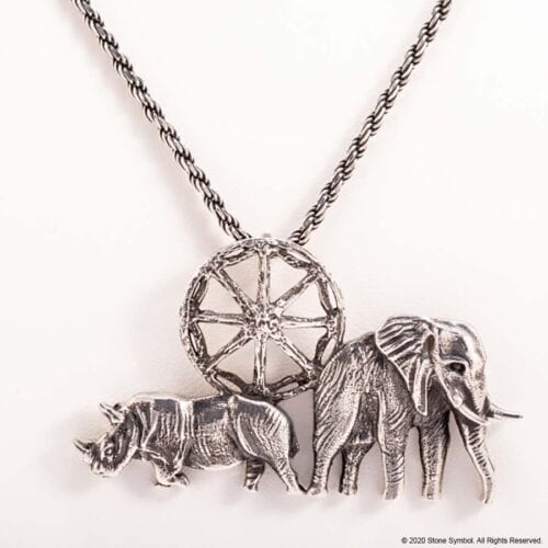 EDGE ELEPHANT PENDANT WITH 18" CHAIN STERLING SILVER ANTIQUED
