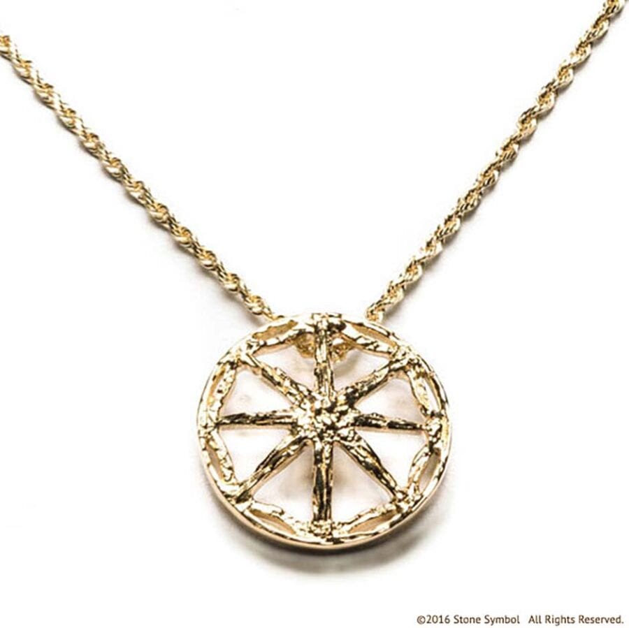 Men's Unearthed Symbol Pendant with 24in Rope Chain Yellow Gold