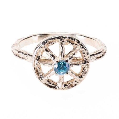 Essential Unearthed Ring with Blue Zircon Gem in White Gold